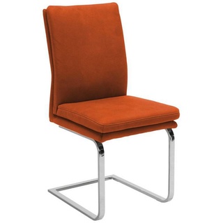 Novel Schwingstuhl , Orange, Chromfarben , Metall, Textil , Uni , U-Form , 47x100x64 cm , Lederauswahl, Stoffauswahl , Esszimmer, Stühle, Schwingstühle