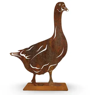 Terma Stahldesign Edelrost Gans 60 cm Metall Gartenfigur Handmade Germany Rostfigur Tiere Gartendeko massiv standfest hochwertig Rostoptik