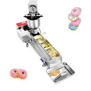 VEVOR kommerzielle automatische Donut Maschine Maker, einreihige Herstellungsausrüstung aus Edelstahl (90 Stk./h) elektrische Donut-Fritteuse mit 3 Formengrößen für Bäckereien Restaurants Café