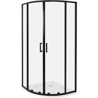Beliani Duschkabine mit Schiebetür 90 x 185 cm Schwarz/Sicherheitsglas Duschabtrennung