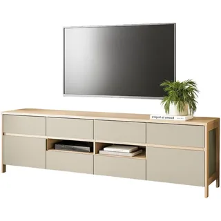 Furn.Design Tv-Lowboard Salbei grün, Eiche, TV Unterteil skandinavisch 193 cm, Soft-Close , Salbeigrün, Eichefarben , Holzwerkstoff , Nachbildung,Eiche , Holz Optik , 6 Schubladen , 193x58x39 cm , FSC Mix , Wohnzimmer, TV Möbel, Lowboards, Lowboards stehend