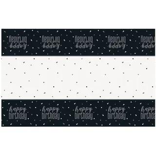 Kunststoff-Tischdecke - 2,13 m x 1,37m - Glitzer Schwarz & Silber Geburtstag