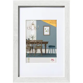 walther design Bilderrahmen weiss 50 x 70 cm mit Kunstglas und Passepartout Fiorito Holzrahmen EFX070W