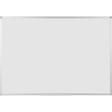 BoardsPlus Magnetisches Whiteboard 105 x 75 cm, Mit Aluminiumrahmen und Stifteablage, Tocken Abwischbar, Wiederbeschreibbar, Weiß, Silber, hellgrau