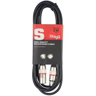 Stagg SMC3 RD Mikrofon-Kabel (3m, XLR-Buchse-auf-XLR-Stecker) rot