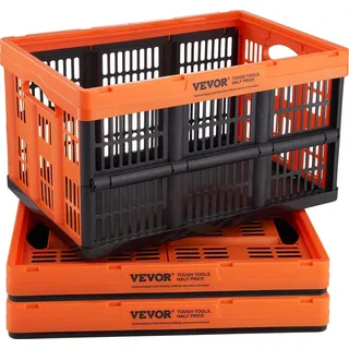 Vevor 3er-Set 45L Profi Klappbox aus PP Transportbox Faltbarer Aufbewahrungsbox mit Handgriff Stapelbare Kisten Storage Box Faltboxen Stapelboxen für Aufbewahrung & Transport Orange