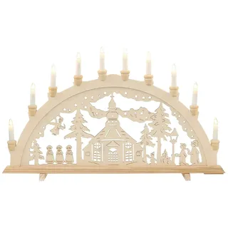 Dekohelden24 5210038-10 10-flammiger Schwibbogen, Motiv: Seiffen, L/B/H ca. 71 x 4 x 40 cm.