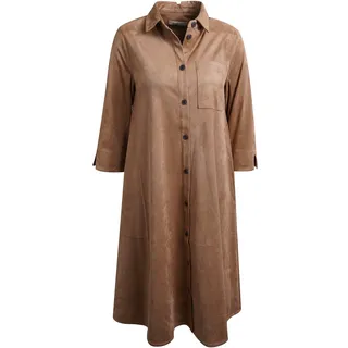 Hemdblusenkleid SMITH & SOUL, Damen, Gr. S, N-Gr, braun (toffee), Web, Obermaterial: 92% Polyamid, 8% Elasthan, unifarben, knieumspielend, Ärmel mit Ärmelschlitz, Kleider Hemdblusenkleid, in Wildleder-Optik, 3/4-Ärmel