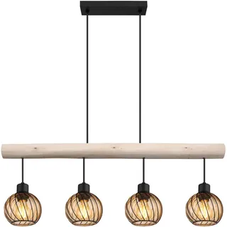 GLOBO Hängeleuchte PAULO (LBH 82x13x120 cm - Schwarz Holz, Metall Glas 13x120x82 höhenverstellbar, Lampen Leuchten, Innenbeleuchtung, Hängelampen