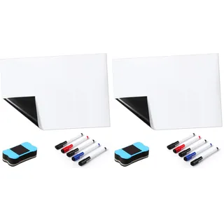 Blendura A3 Magnetische Whiteboard-Folie, Magnettafel für Kühlschrank mit 5 Stiften und Schwamm, DIY Magnetisches für Schule, Büro und Zuhause (Packung mit 2)