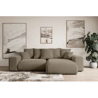 altdecor Ecksofa Samt mit Schlaffunktion 2-Sitzer Braun