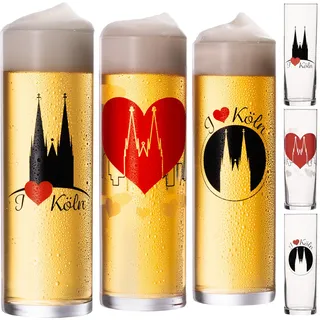 IMPERIAL glass Kölschgläser mit Kölner Dom Motiven 200ml (max 240ml) Set 6-Teilig Kölsch Stangen aus Glas 0,2L Biergläser Köln