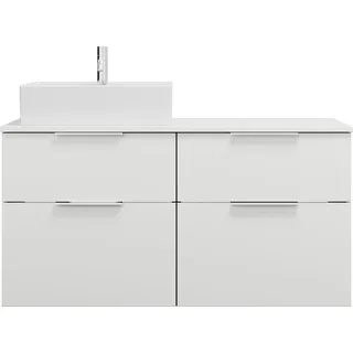 burgbad Eqio Keramik-Aufsatzwaschtisch quadratisch, links, inklusive Waschtischunterschrank mit 4 Schubladen, Breite 1200mm, SGUS120LF6582C0001G0146