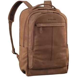 STILORD Maxim Premium XL Business Rucksack Herren Leder Vintage Lederrucksack Damen Laptop 17 bis 19 Zoll großer Uni Arbeitsrucksack viele Fächer Farbe:tan - Dunkelbraun