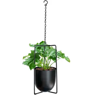 Smaxcn Hängender Blumenampel,Hängender Dekorationstopf Metall Bolo Blumenampel ,Verwendung im Innen- und Außenbereich (Schwarz)