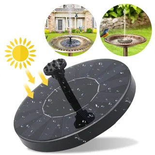 Fiqops Solar Springbrunnen Gartenpumpen Solarpumpe 190L/h Solar Fontäne, 7V 1.5W Solarpumpe Solar Wasserspiel Fontäne Pumpe, Garten Monokristalline Solar Panel