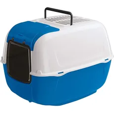 FERPLAST - Katzentoilette - Katzenklo mit Deckel - Schwingtür - Aktivkohlefilter zur Geruchsneutralisierung - Katzenklo Groß - Cat Litter Box - 39,5 X 52,5 x h 38 CM - Prima Toilette, BLAU