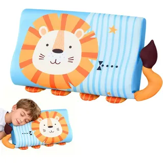 Afenau Schlummerkids Kissen, Atmungsaktiv Calmly Kissen, Ergonomisch Schlummerkissen Kinder, Schlummerkissen für Kinder, Hautfreundlich Kinderkopfkissen für Besseren und Gesünderen Schlaf (Löwe)