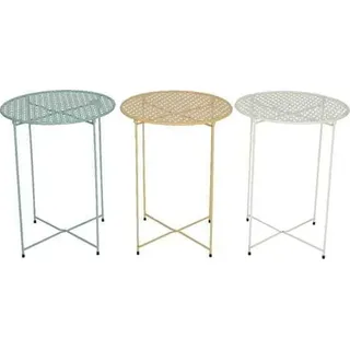 Indigo runder Gartentisch aus Metall 46 x 62 cm - Weiß, Gelb, Grün