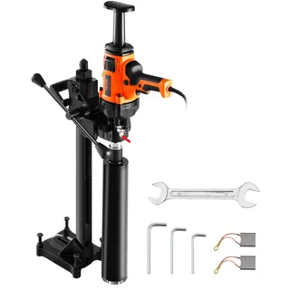 Vevor Kernbohrmaschine Diamantkernbohrmaschine 2-16 cm Bohrdurchmesser, handgeführtes Diamant-Kernbohrgerät mit Ständer und Kernbohrer, 2000 W Beton-Kernbohrer Nass- und Trockenanwendung, für Beton