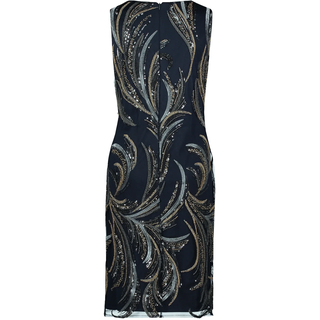Etuikleid VERA MONT "Etuikleid mit Stickerei", Damen, Gr. 36, EURO, blau (silber, dunkelblau), 100% Polyamid PA., Kleider Etuikleid