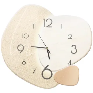 Repomanda Digitale Wanduhr, unregelmäßige Formen, mit Haken, ohne Spuren zu hinterlassen, kreativ, leise, Quarz, modern, Wanduhr für Wohnzimmer, Küche, Büro (hellgoldfarben)