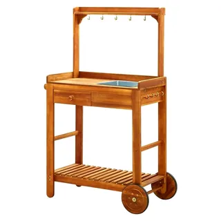 Servierwagen aus Akazienholz für Küche und Garten