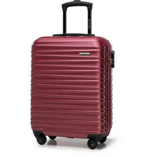 WITTCHEN Reisekoffer Handgepäck Kabinengepäck Rollkoffer Kabinenkoffer Kleiner Koffer Trolley Hartschale aus ABS mit 4 Spinner-Rollen Zahlenschloss Teleskopgriff Groove Line Größe S kastanienbraun