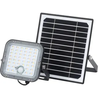 LEDVANCE LED-Solar-Außenleuchte Endura Outdoor schwarz mit Flutlicht und Solar-Panel, 5 m langes Kabel, mit Fernbedienung und PIR-Bewegungsmelder, 10 W, 1400 lm, 840, 4000 K Lichtfarbe, EEK A