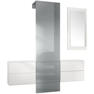 Vladon Garderobe Carlton Paneel in Grau Hochglanz , Holzwerkstoff , 157x193x35 cm , Garderobe, Garderoben-Sets & Garderoben-Serien, Garderoben-Sets