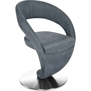 K+W Komfort & Wohnen Drehstuhl »Wave« () Design-Drehstuhl, Drehteller in Edelstahloptik, blau