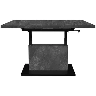 Mäusbacher "Lift Couchtisch", höhenverstellbar 56-75cm, Breite Tischplatte 120-160cm, Metallgestell, vulkanschwarz supermatt, keramik optik grau, keramik optik grau),