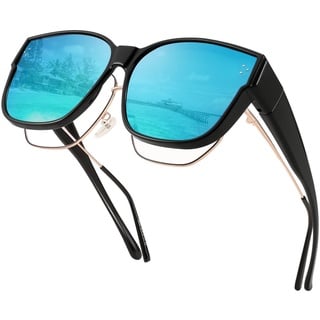 FEISEDY Überzieh Sonnenbrille Polarisiert für Brillenträger Überziehbrille Damen Herren Fit-over Überbrille Groß mit UV400 Schutz B2849