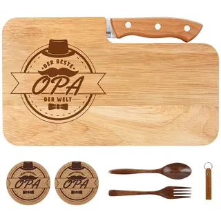 Belillpipi Holz Schneidebrett Bester Opa Geschenk, Frühstücksbrettchen Set Geschenke für Opa, Personalisierte Opa Weihnachtsgeschenke Vatertagsgeschenk Geburtstagsgeschenk