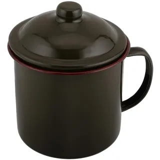 INOOMP Emaille Tasse Mit Deckel Camping Becher Für Tee Wasser Und Kaffee Vintage Stil Für Küche Zuhause Wandern Und Reisen 1 X Emaille Becher
