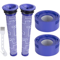 Filter für Dyson V7 V8 Staubsauger 2 Vorfilter 2 HEPA Nachmotorfilter Kompatibel Dyson Absolute Animal Motorhead mit Reinigungsbürste Ersetztfilter Zubehör # DY-96566101 DY-96747801