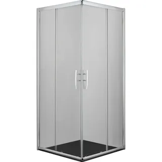 Eckeinstieg , Chromfarben , Metall, Glas , 90x200x90 cm , Badezimmer, Baden & Duschen, Duschkabinen