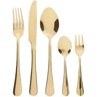 BELIANI Besteck Set Gold Edelstahl 30 teilig für 6 Personen Messer Löffel Gabel Teelöffel Kuchengabel Modernes Design - Gold