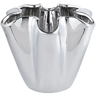 Butlers Vase Reflect , Silberfarben , Keramik , 24 cm , Dekoration, Vasen, Keramikvasen