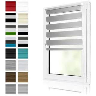 Doppelrollo Zebrarollo nach Maß, 16 Farben, Breite: 40cm-130cm, Klemmfix ohne Bohren, Seitenzugrollo für Fenster und Tür