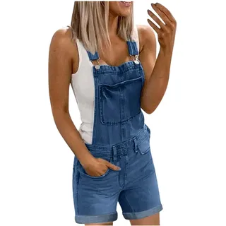 Latzhose Damen Sommer Jeans Kurz Jeanslatzhose Arbeitslatzhose Schnallenriemen Cargo Shorts Jeans Overall Trägerhose Denim Overall Damen mit Taschen