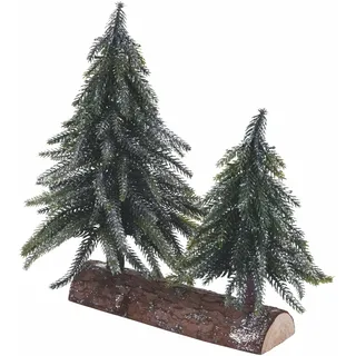 Weihnachtsdekoration aus Holz mit Zwei Bäumen, silberfarben, Xmas