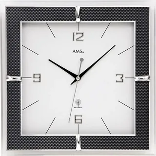 AMS Funk-Wanduhr, Funkwerk, 30x30x4cm, 5855 - Schwarz