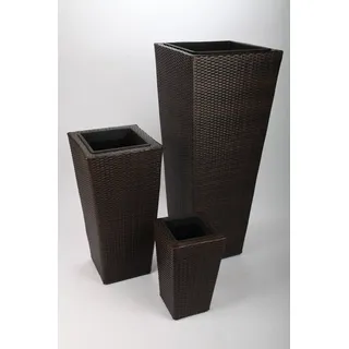 point-garden 3x Blumenkübel Pflanzkübel Pflanzgefäß Blumentopf Polyrattan