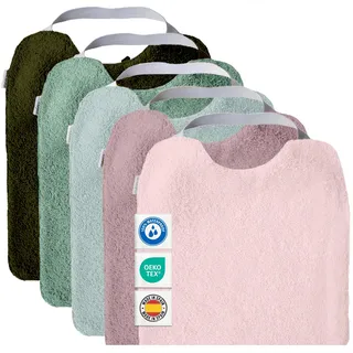 MIMUSELINA Set aus 5 Große Frottee Lätzchen Baby Wasserdicht Wiederverwendbar aus Baumwolle Premium mit Elastischem Hals | Hochwertige OEKO-TEX Lätzchen Baumwolle Ohne Plastik