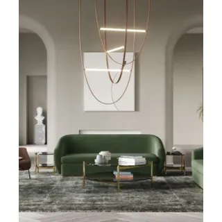 Sofagarnitur 3+3 Sitzer Grüne Sofa Garnituren Leder Sofas Couchen Polster Sitz - Grün