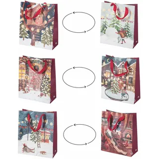 Weihnachts-Geschenktüten aus Papier, 22 x 10 x 26 cm, XMas Vintage, 24 Stück
