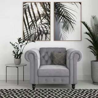 Dorel Home Chesterfield-Sessel "Felix" mit Rückenlehne 3-fach verstellbar, Beine Massivholz, Sitzhöhe 46 cm, hellgrau