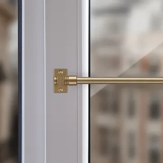 Cafehausstange ( Mattgold / 50-75cm ), Gardinenstange 50 bis 225 cm Länge ausziehbar, in vielen Farben, für Bistrogardinen, leichte Vorhänge - Gold