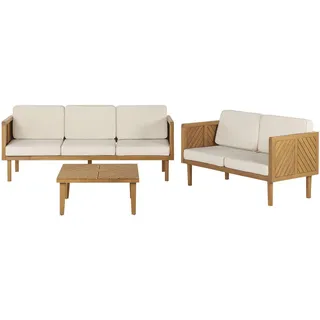 Beliani Lounge Set 5-sitzer Akazienholz braun/beige
